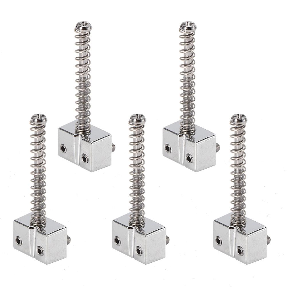 5Pcs Bass Bridge String Saddles for Bass Electric Guitar Replacement Part Spring ScrewsSilver