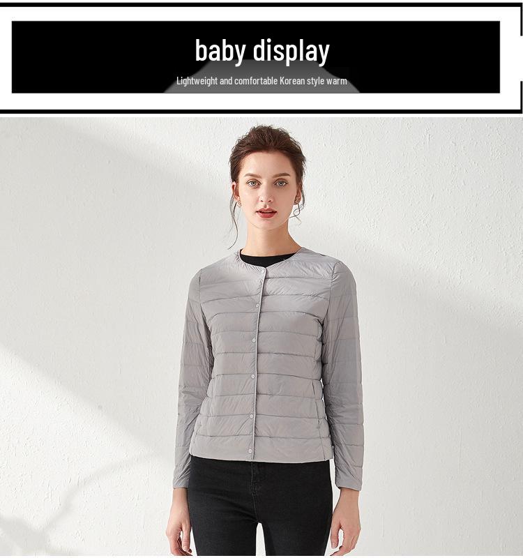 2025 Damen Leichte Kurze Rundhals Daunenjacke - Weiße Entenfüllung & Koreanischer Modestil