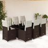 VidaXL Garden Bistro Set 9 Pcs Brown Cushions Poly Rattan 3277074