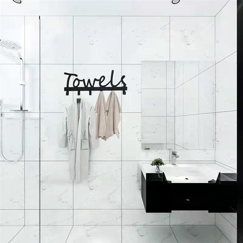 A33R-Towel Rack Towel Holder Over The Door Hooks For Bathroom For Hanging Heavy Duty, With 6 Hooks