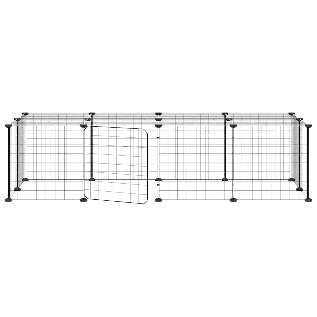Vidaxl Pet Cage with Gate, 20 Panels, Black, 35X35 Cm, Steel
