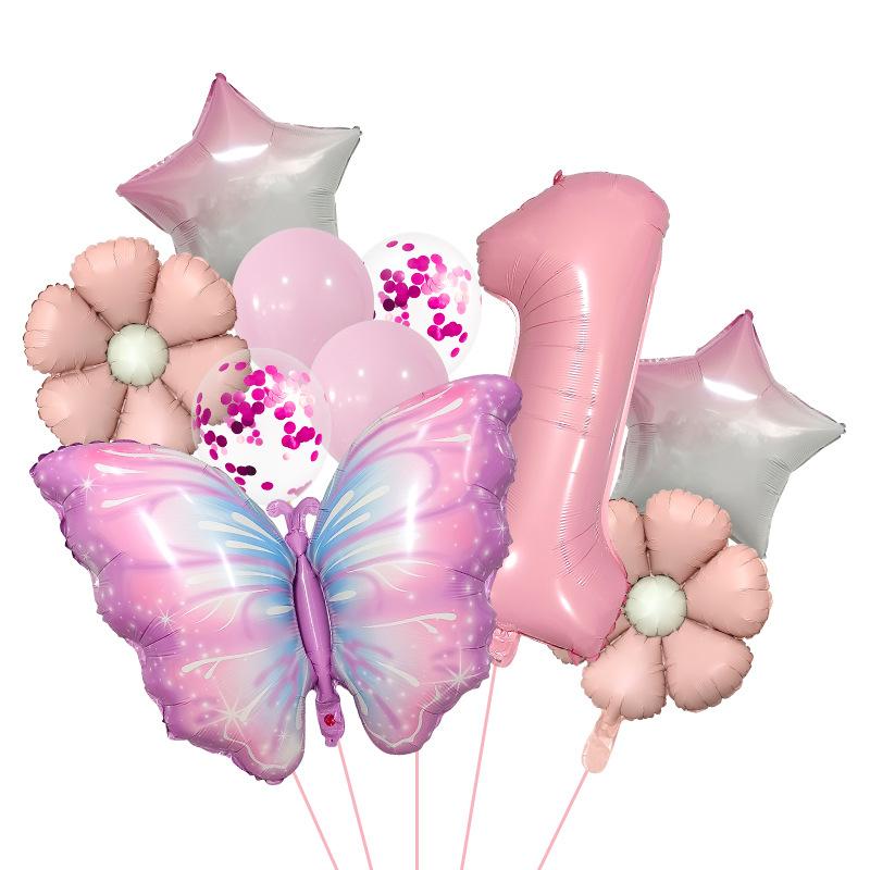 

Набор воздушных шаров серии «Животные джунглей» Тема бабочки Алюминиевая фольгированная цифра 32 дюйма Воздушный шар для вечеринки по случаю дня рождения Butterfly Balloon Bundle 1