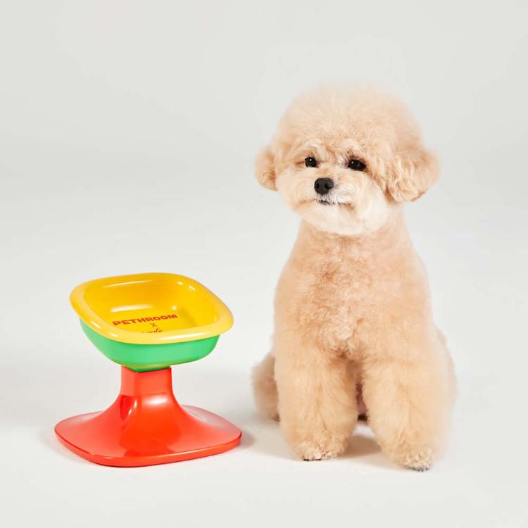 [pethroom X Wiggle Wiggle] Well Fit Table & Bowl (1EA) Dog Cat Height Angle Adjustable Porcelain Ceramic Tableware