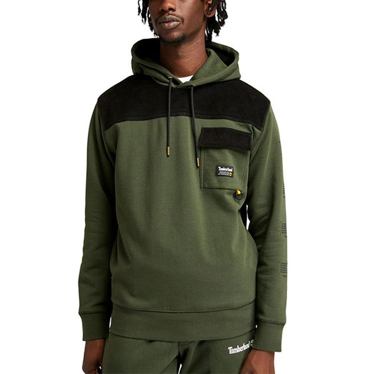 Timberland Męska bluza z kapturem z polaru sztruksowego, łączona, zielona A25GX-U31