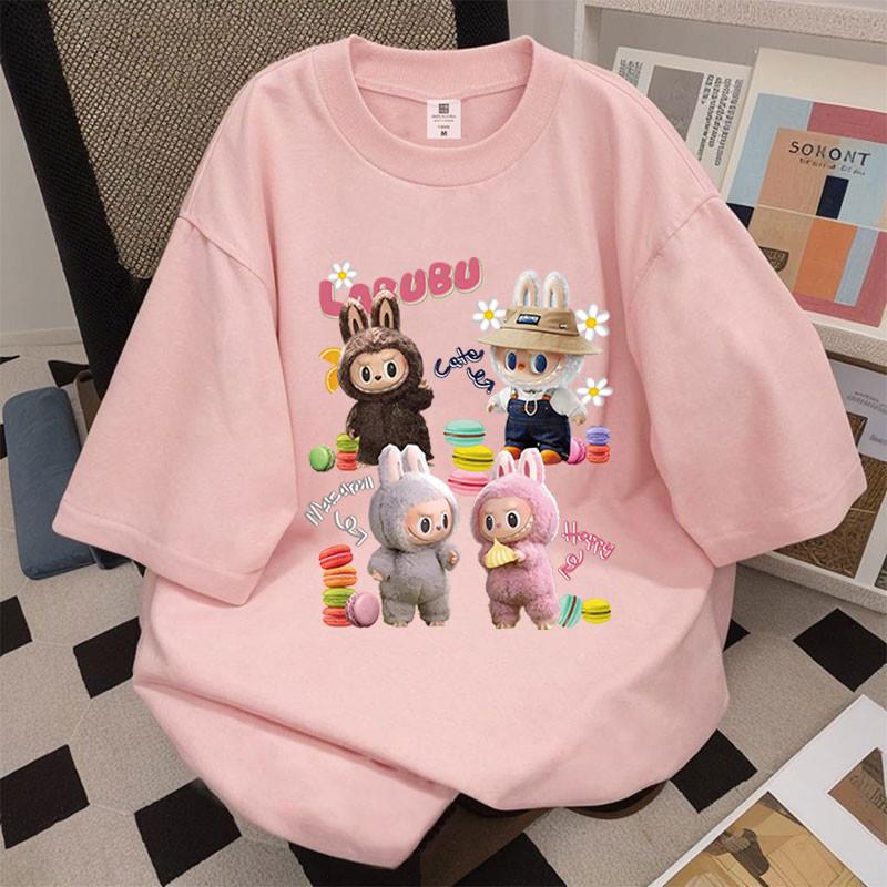 New LABUBU Printed Short Sleeved T-shirt Women's Round Neck Top Cute Casual Fashion Clothes