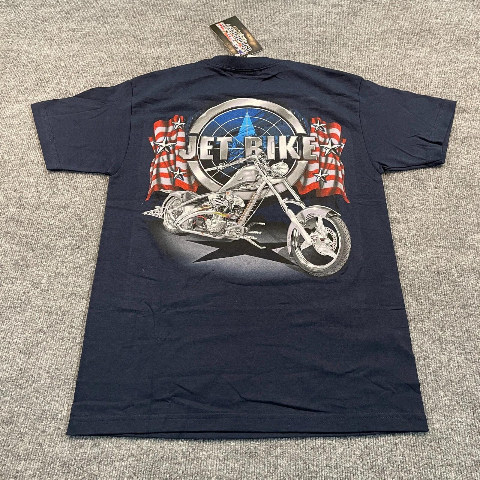 NWT Vintage American Choppers Jet-Bike Motorcycle Biker Shirt Medium 19x28 Blue S