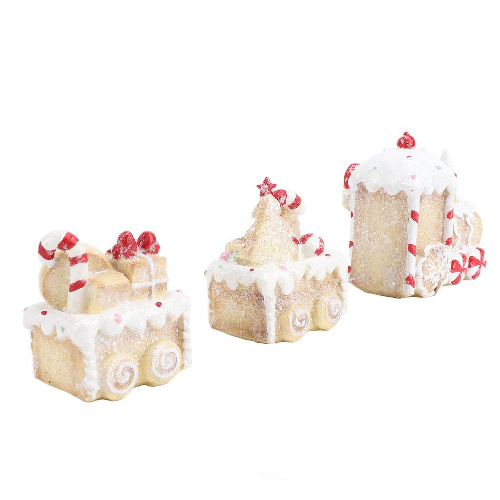 Xmas Train Three Part Resin Creative Cute Fade Resistant Xmas Train Figurine for Decoration