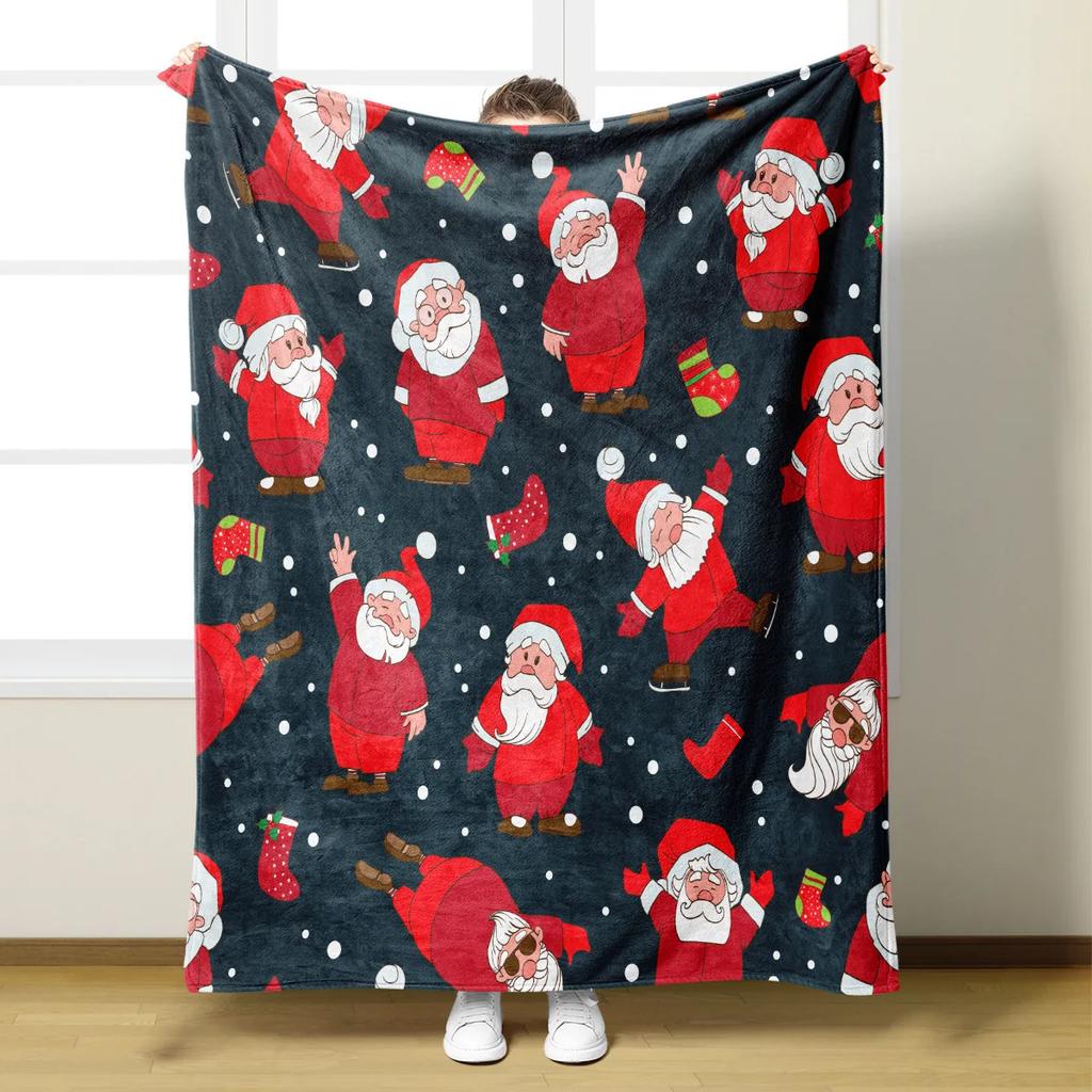 Christmas Flannel Winter Blanket Warm Comfortable Universal Knee Blanket Cover Multifunctional Decorative Blankets Decor Home