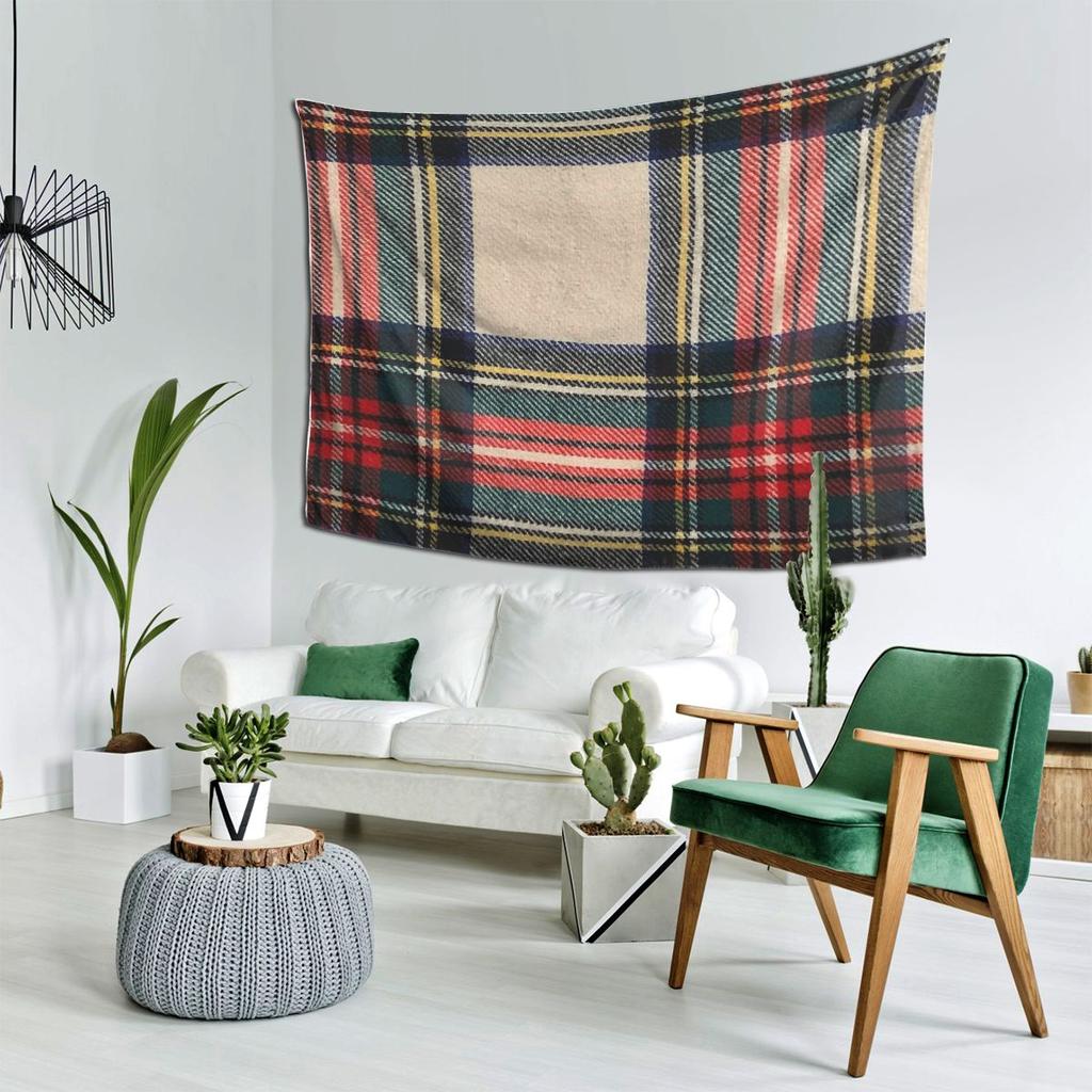 Stewart Dress Tartan Tapestry Decor Art Aesthetic Tapestries for Living Room Bedroom Home Wall Cloth Wall Hanging
