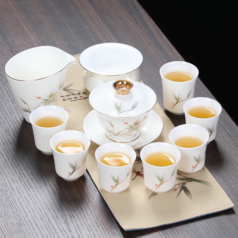 Chinese Suet Jade Porcelain Kung Fu Tea Set