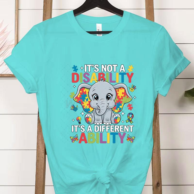 Its A Different Ability Autism Teacher Shirt Autism Awareness Cartoon Design Woman Tshirts Special Education Gift Classic Tops