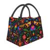 Mexikanische Blumen Florale Kunst Thermische Lunchtasche Damen Tragbar Isoliert Kühlertasche für Picknick Strand Arbeit Wiederverwendbare Brotdosen Taschen