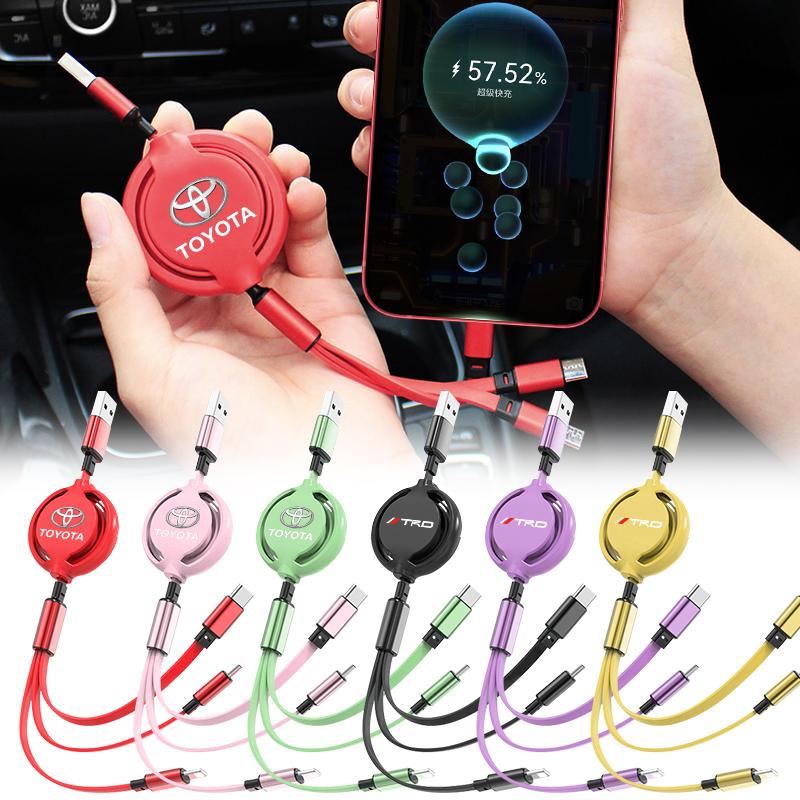 Car Accessories 3 In 1 Micro Cable Multi Charger for Toyota Trd GR Corolla Yaris Chr Auris RAV4 Land Cruiser Camry Highlander