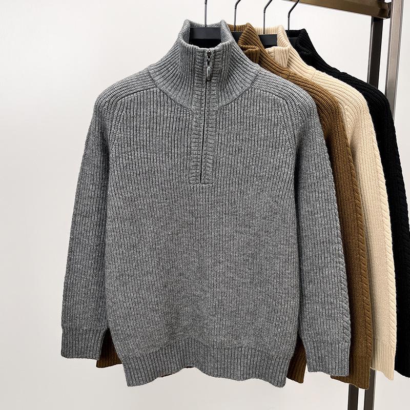 

Youthful Men s Half-Zip Stripe Knit Sweater - Thick, Warm Long Sleeve Casual Winter Style XL сірий колір