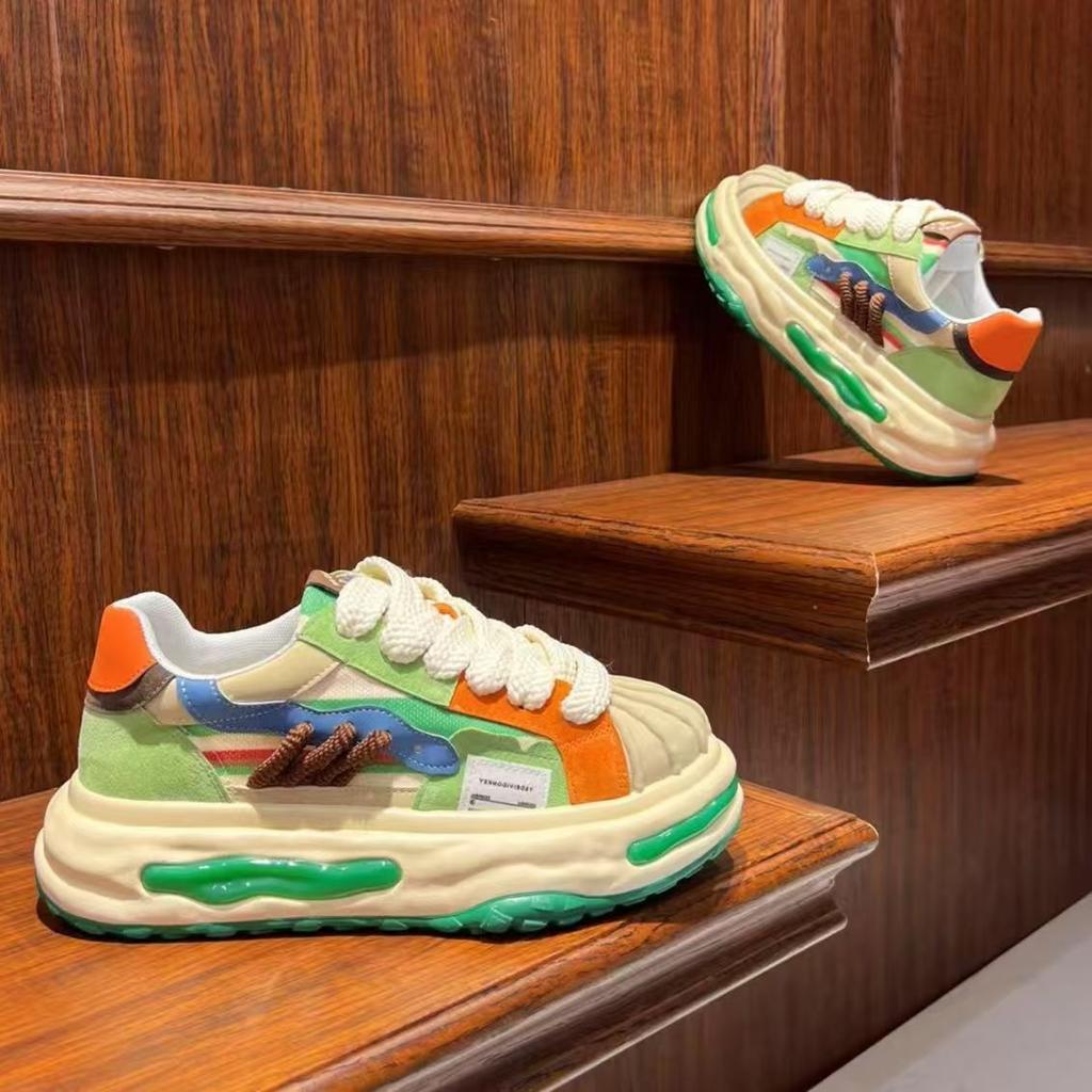 2025 Summer New Trendy Men's Dad Sneakers Mid-Top Mesh Dad Thick Sole Height Boost Sneakers - Versatile & Comfortable Casual Sports Shoes