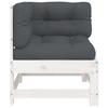 L Shaped Sofa with Cushions White Solid Pine Wood