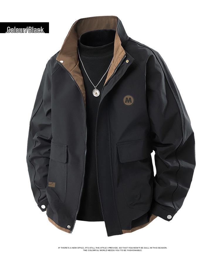Trendy Men's Stand Collar Plus Size Street Style Jacket - Spring/Autumn Collection