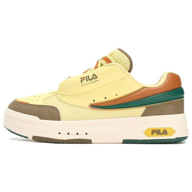 FILA Sunflower Mix Synthetic Leather Trendy Color Block Low-Top Casual Shoes Men sneaker Yellow Green F12M324203FCC