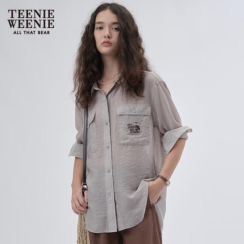 Teenie Weenie Women's Tencel Blend Bear Lightweight Loose Shirt