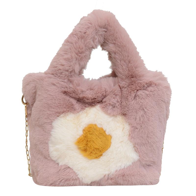 Textured plush handheld women's bag New fashionable women's plush shoulder bag Versatile niche chain messenger bag