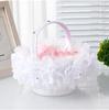 Linen Pearl Flower Basket for Outdoor Wedding - Bridal Handbag or Flower Girl Accessory