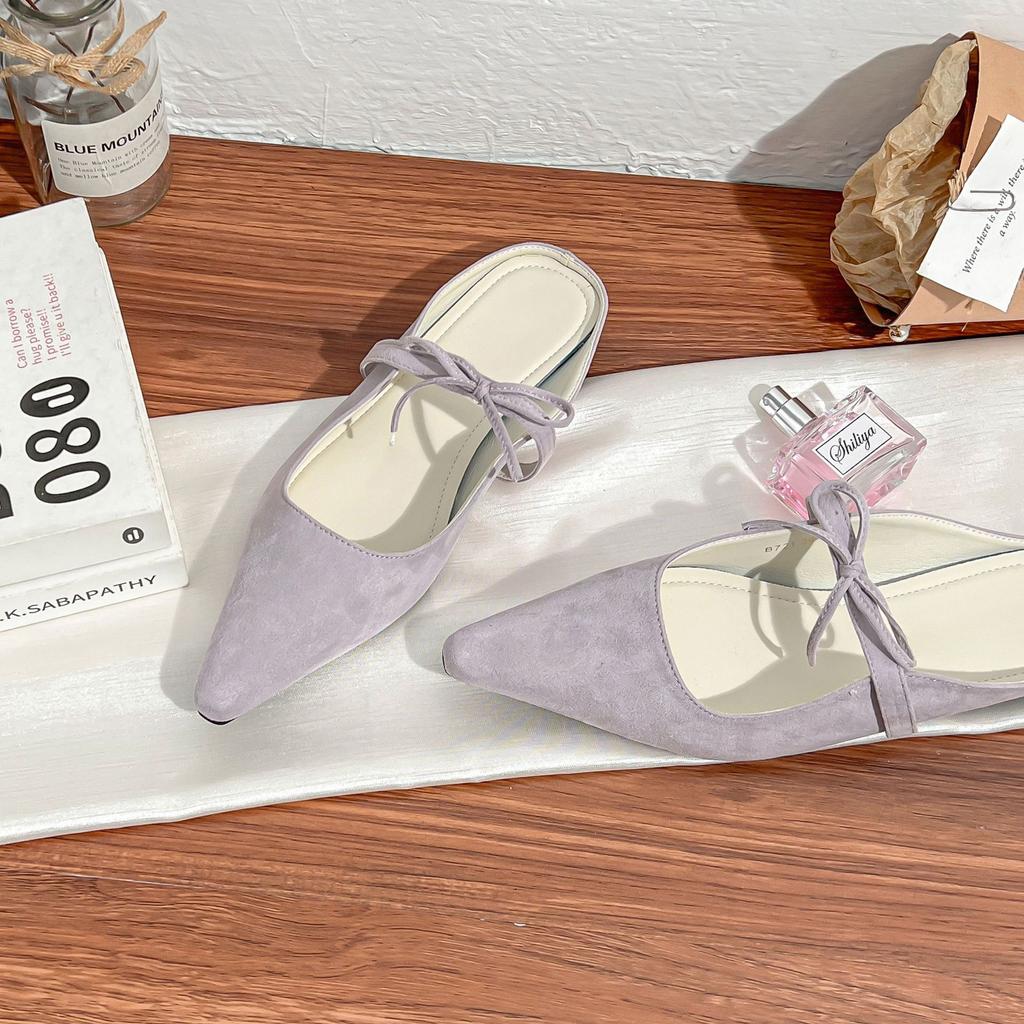 Autumn new bag head cool slippers women's fashion pointed muller shoes women's rear empty temperament single shoes with women's shoes
