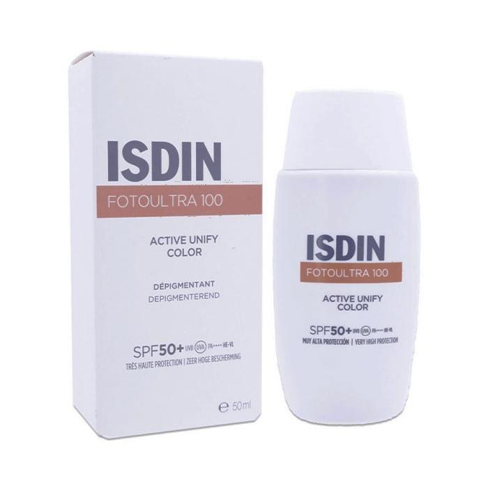 Isdin FotoUltra 100 Active Unify Color Ochranný krém na obličej s barvou, depigmentační, SPF50+ 50 ml