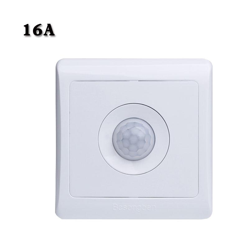 16A 86 Wall PIR Motion Sensor Light Switch 220V AC Time Delay  Ambient Light Adjustable 1000w