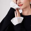 Ruffle Lace Lapel Half Shirt White Adjustable Neckline Elegant Lotus Leaf Cuffs  Female