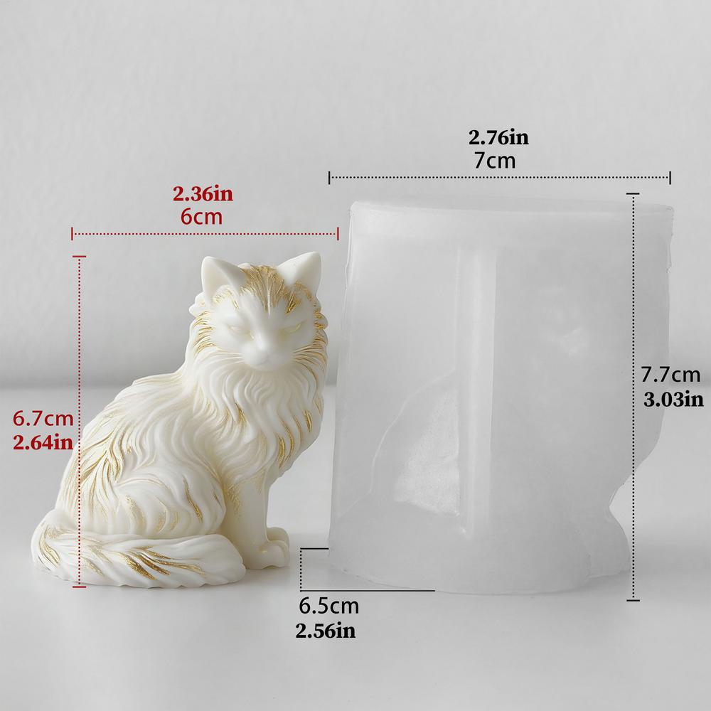 3D Maine Coon Shape Candle Silicone Mold Sitting Cat Resin Mould Soap Candle Making Supplies Resin Casting Mould For Home Deco