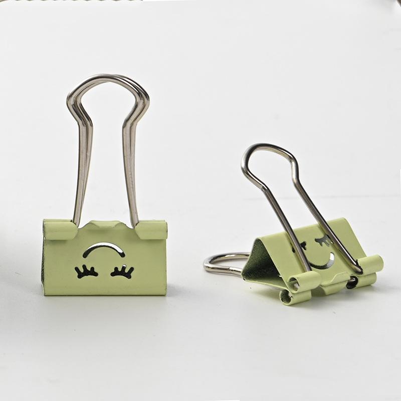 20pcs/pack Smiley Long Tail Clip, 19mm Cute and Creative Macaron Colored Metal Hollow Ticket Clip