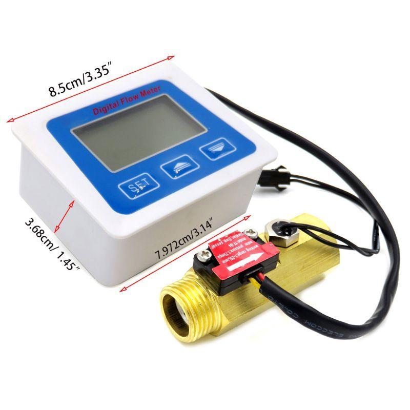 New Digital Lcd Display Water Flow Sensor Meter Flowmeter Rotameter Temperature Qyh