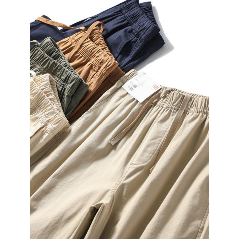 Japanese Style Pure Cotton Casual Pants Men's Spring and Autumn Easiest for Match Straight-Leg Ankle-Length Pants Export Export Men's Cotton Pants