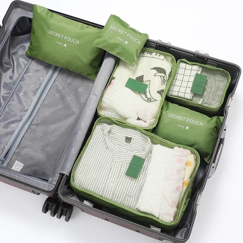 6pcs Travel Packing Cubes Set - Luggage Organizer for Clothes & Shoes, Foldable Suitcase Storage Bags, Portable Wardrobe Cases