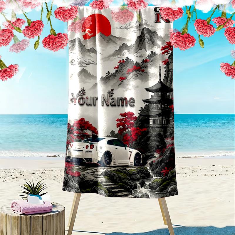 Name Custom Car posters Print Beach Towel, Large Soft Quick Dry Towel for Beach Camping Swimming