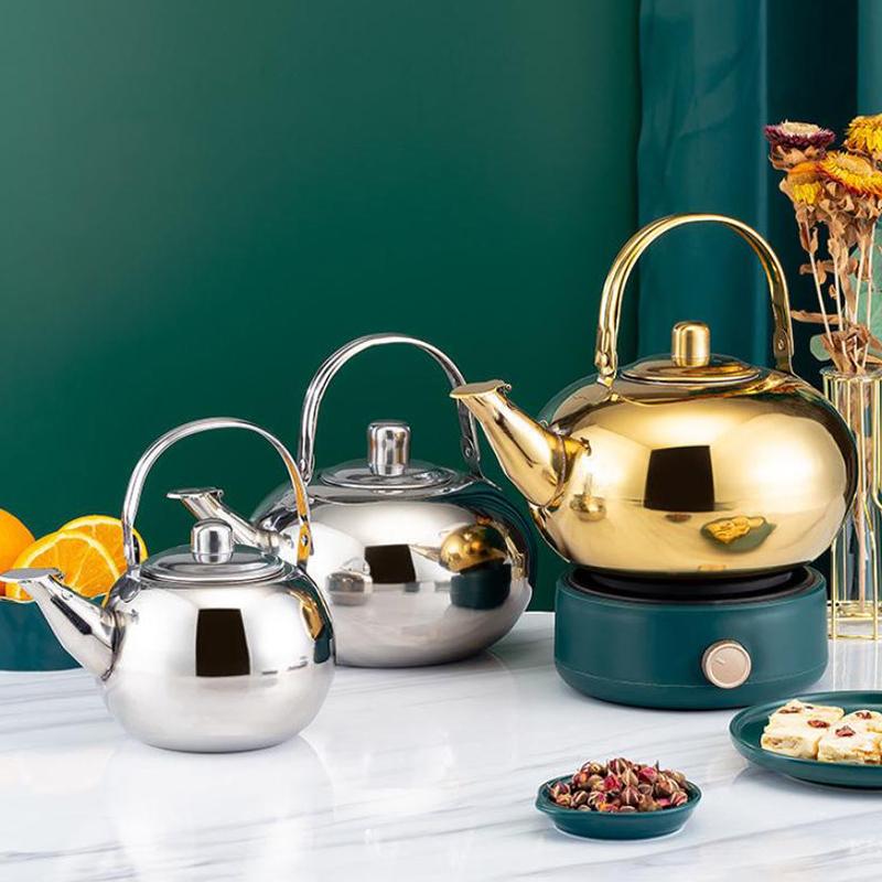 Stainless Steel Water Kettles Teapot With Infuser Filter Coffee Kettle Green Tea Jug Home Office Tea Coffee Tools Cookware