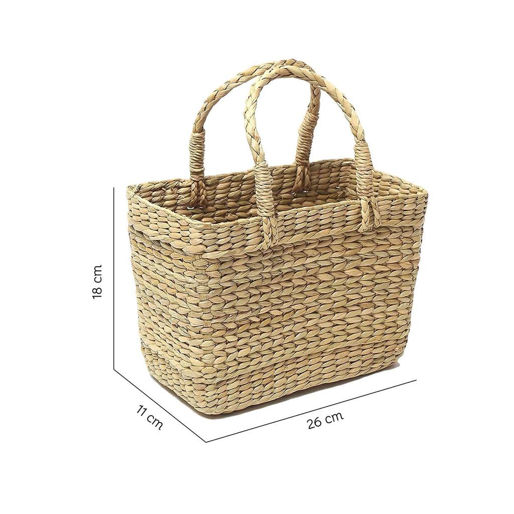 Handmade Gift Hamper Baskets|Decorative Storage Baskets|Clothes Storage Baskets|Fruit Baskets (Small Rectangular (26 * 18 * 11)) Dry Grass