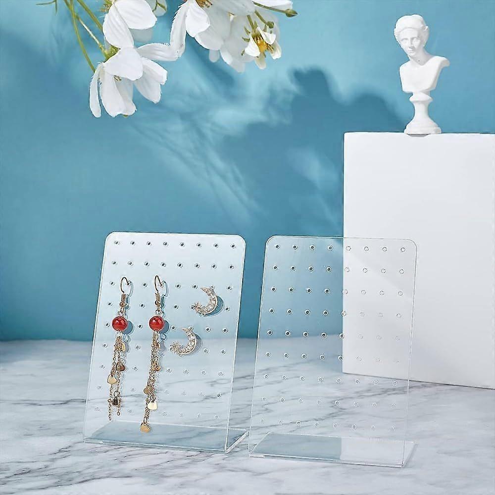 4-Pack Earring Display, 72 Holes, Earring Stud Display Stand, Clear Earring Holder, L-Shaped Earring Jewelry Holder