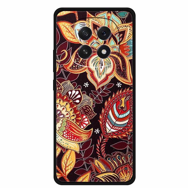 For Oppo A5 5G Phone Case 3D Relief Emboss Flowers Back Cover Black TPU Silicone Soft Case For Oppo A 5 PKQ110 Cases 6.7" Fundas