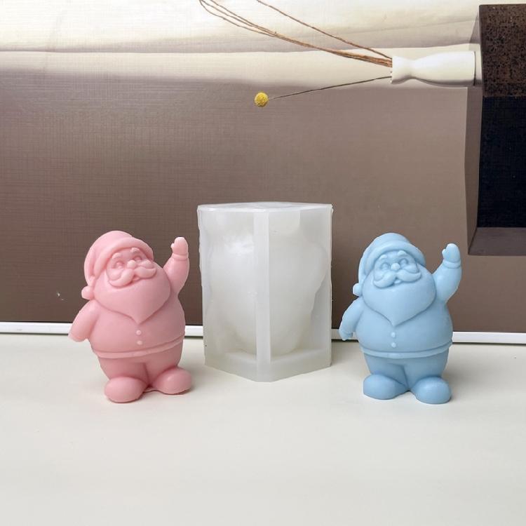 Christmas Santa Silicone Candle Mould Reusable Sturdy Crafting Tool for Holiday Decorations and Baking Supplies