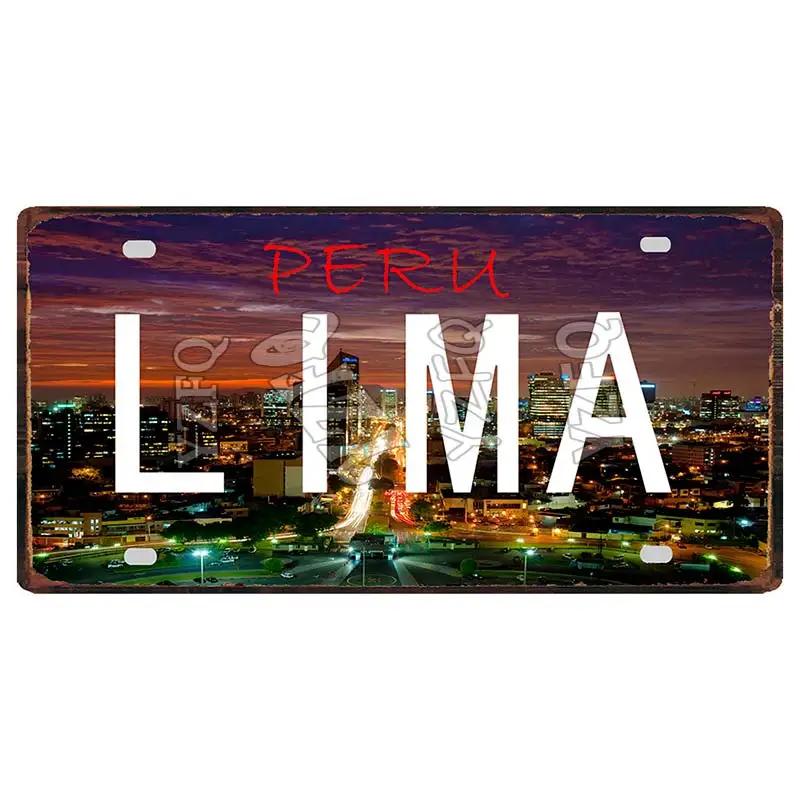 Lima Cusco Placas de Metal Vintage para Viagem Placa de Licença Cartaz Decorativo para Clube Arte de Parede Decoração de Casa 30X15CM DC-1033A