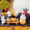 Micro Landscape Rabbit Figurines Handmade Moon Cake Model Creative Bunny Ornaments  Garden