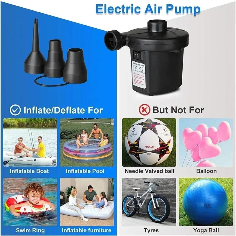 220V Electric Inflatable Pump Quick Air Filling Compressor With 3 Nozzles For Car Camping Life Buoy Boat Cushion Home Use