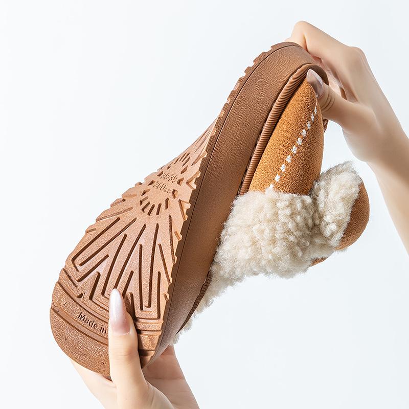 Bow Cotton Slippers Autumn and Winter Leisure Home Indoor Thickened Bottom Warm and Comfortable Plush Cotton Mop