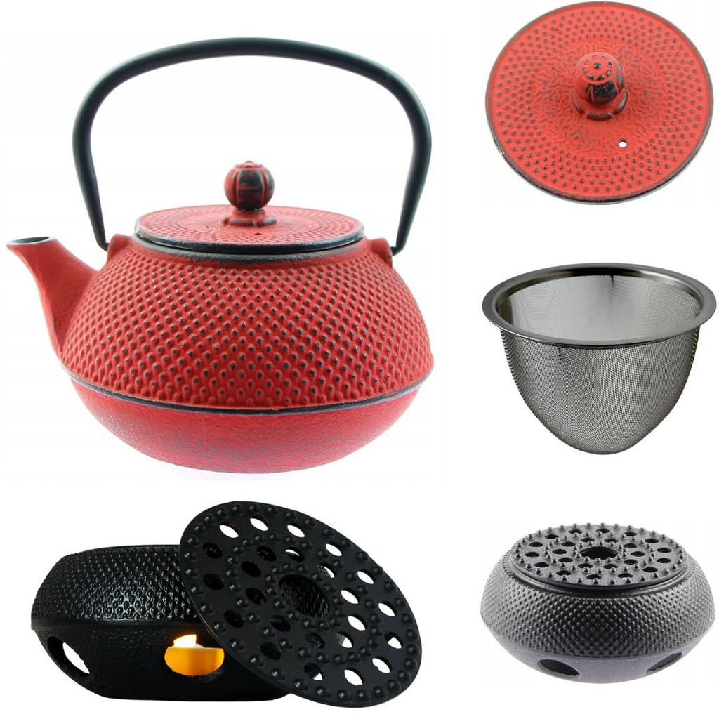 Cast Iron Kettle 0.8L Imbrzk Infuser Tea Strainer + Heater