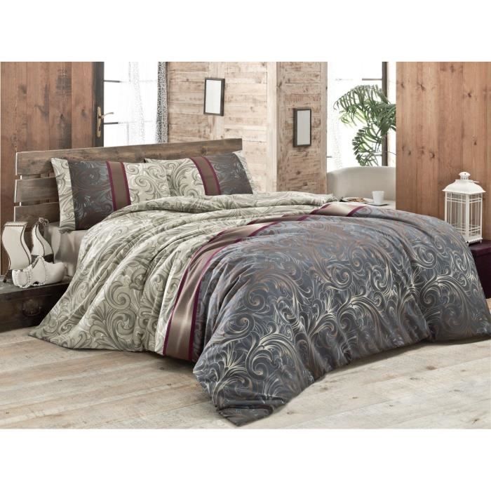 Bettwäsche-Set - 1 Bettbezug 220 x 240 cm + 2 Kissenbezüge 60 x 60 cm - 65% Baumwolle, 35% Polyester - Grau