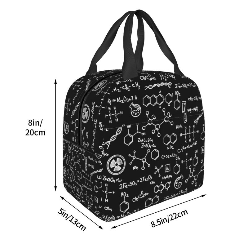 Science Chemistry Pattern Portable Lunch Box for Chemical Lab Tech Thermal Cooler Food Insulated Lunch Bag Kids School Children