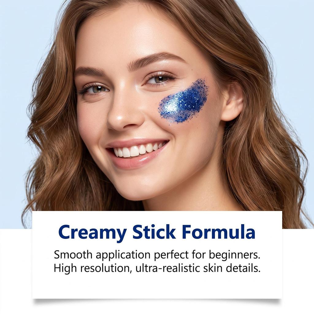 Shiny powder makeup stick (blue) sequins body painting pen easy to apply non-flying powder to create a festive atmosphere makeup