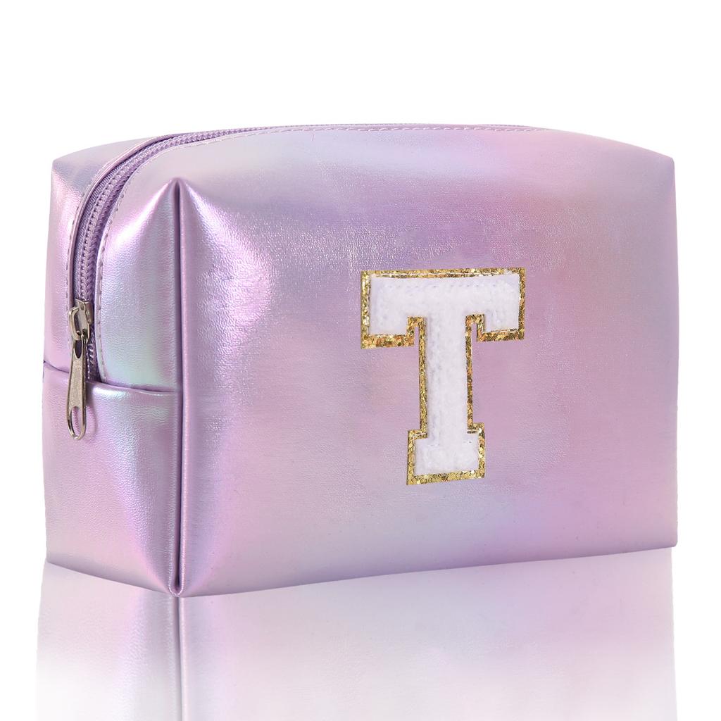 Octagon Bag Embroidery Alphabet Makeup Bag Large Capacity Toiletry Bag Travel Storage Bag Clutch Bag
