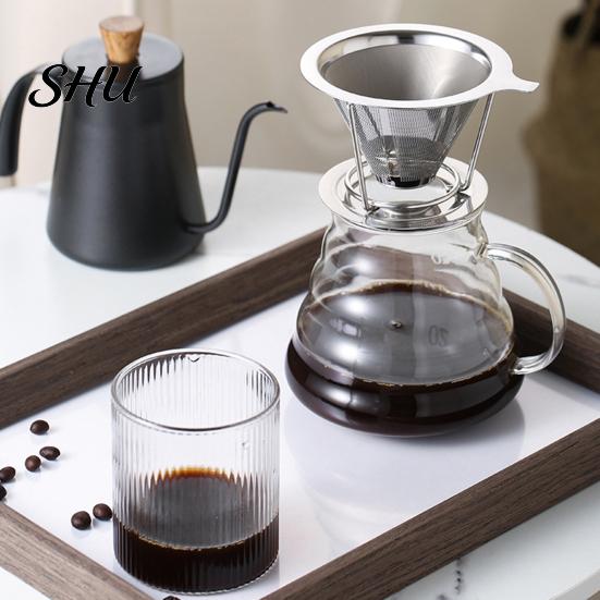 Reusable Coffee Filter 304 Stainless Steel Double Layer Fine Mesh Paperless Strainer Pour Over Dripper Cone Funnel Maker Accessories